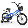 Costway 18\" Kid's Bike With Removable Training Wheels & Basket For 4-8 Years Old Blue