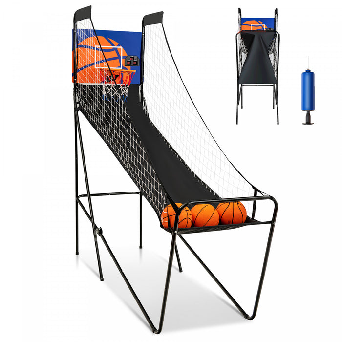 Costway Foldable Single Shot Basketball Arcade Game W/electronic Scorer 3 Basketballs