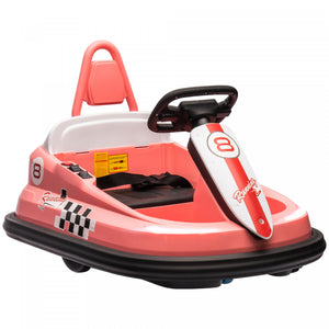 Aosom Kids Bumper Car, 6v 360° Rotation Electric Ride On Car, Twin Motors Battery Powered Ride-On Toy With Music, Horn And Lights, Safety Belt, For Boys And Girls Aged 18-48 Months - Pink