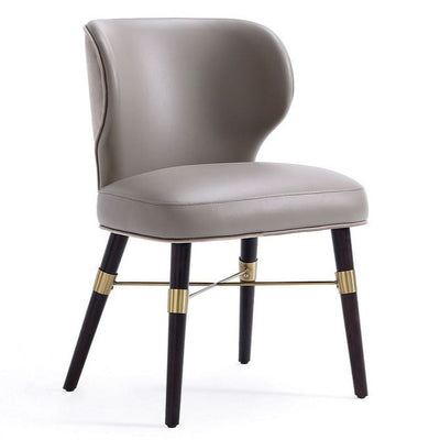 Manhattan Comfort Modern Strine Dining Chair Upholstered Velvet & Leatherette with Solid Wood Legs - Dark Taupe|Chaise de salle à manger moderne Strine de Manhattan Comfort revêtue de velours avec pattes en bois massif - taupe foncé