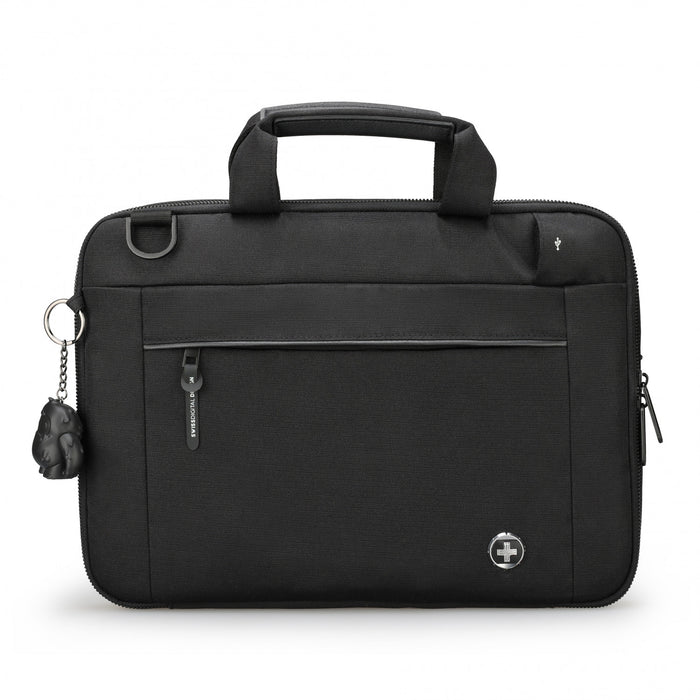 Swissdigital Bolligen 14\" Laptop Sleeve Bag – USB Charging, Water-Repellent, Add-A-Bag System, Padded Protection, Travel