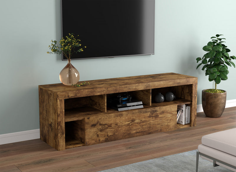 59” TV Stand With 1 Big Drawer and 5 Shelves - Brown Reclaimed Wood 