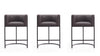 Cosmopolitan Mid-Century Modern Metal Upholstered Counter Stool in Graphite - Set of 3 Bar Stool
