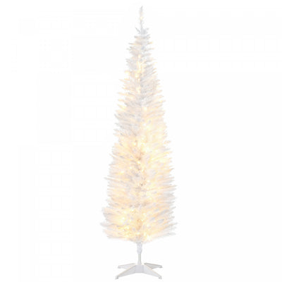 Homcom 6' Prelit Artificial Christmas Tree With Warm White Led Lights|Homcom Arbre De Noel Artificiel Illumine 6 Pi Avec Lumieres Led Blanc Chaud