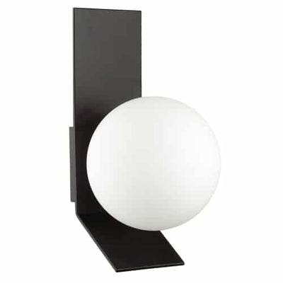 Dainolite Valemont 1 Light Wall Sconce Large Matte Black Opal White Glass Lamp|Grande applique murale Valemont de Dainolite en verre blanc opale, avec fini noir mat et 1 ampoule
