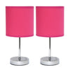 Simple Designs Chrome Mini Basic 2-Piece Table Lamp Set - Hot Pink