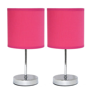 Simple Designs Chrome Mini Basic 2-Piece Table Lamp Set - Hot Pink