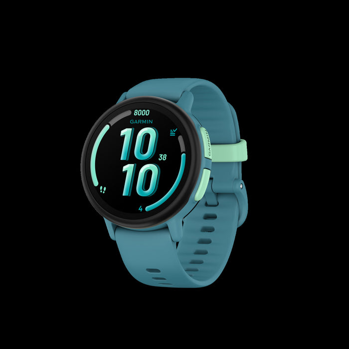 Garmin Bounce 2 Turquoise Kids Smartwatch - Active Tracker, Two-Way Communication, Weather Updates, Stopwatch Alarms, Assistance Feature, Family Challenges