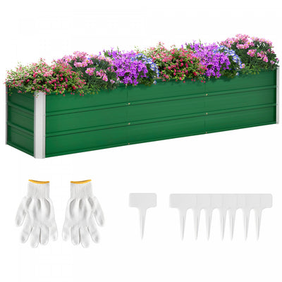 Outsunny Galvanized Raised Garden Bed, Elevated Large Metal Planter Box W/ Install Gloves For Backya|Outsunny Jardiniere En Acier Lit De Culture Lit Sureleve Pot De Fleurs Bac A Plante Pour Patio Terra