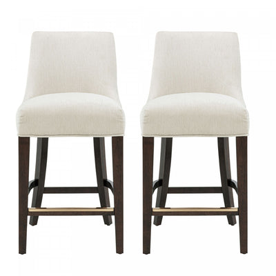 Beever Modern Chenille Wood Counter Stool in Cream - Set of 2 Bar Stool | Tabouret de comptoir moderne en bois avec chenille Beever, creme - Lot de 2