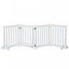 Pawhut Foldable Dog Gate With Door, 4 Panels Freestanding Pet Gate With Support Feet Indoor Playpen For Small Dogs And Below, White