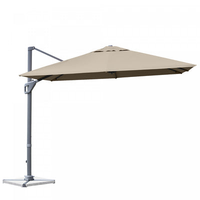 Costway 10x10 ft Patio Offset Cantilever Umbrella Aluminum 360° Rotation Tilt Coffee