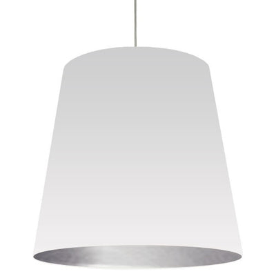 Dainolite Oversized Drum 1 Light Pendant XLarge White/Silver Shade Lamp|Très grand luminaire suspendu de Dainolite avec très grand abat-jour cylindrique blanc et argenté, et 1 ampoule