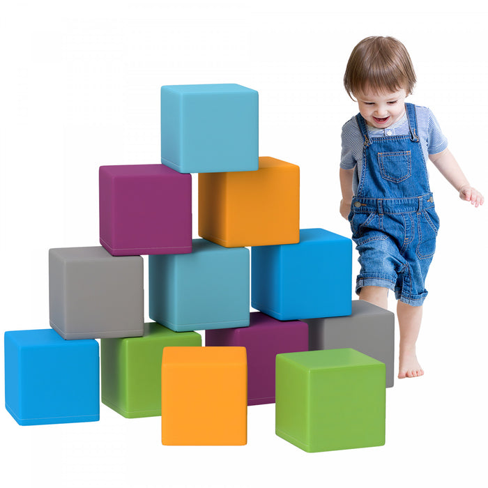 Soozier 12 Piece Foam Blocks, Soft Play Equipment For Kids, Climbing Toys For Toddlers, Safe Play Structures For Preschooler Baby Learning Development, Dark Colour