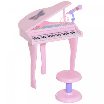 Qaba Mini Electronic Musical Piano 37 Key Keyboard Multifunction Kids Toy With Microphone Stool (pin|Qaba Mini Piano Musical Electronique 37 Touches Clavier Multifonction Enfants Jouet Avec Microphone