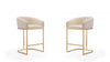 Louvre Mid-Century Modern Metal Upholstered Counter Stool in Cream - Set of 2