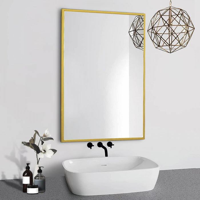 Arcus 24\" X 36\" Hand Crafted Linear Rectangular Mirror - Gold