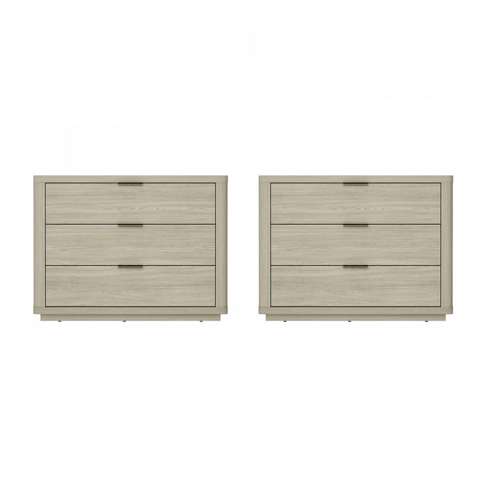 Evelyn Modern 32\" Nightstand in Natural (3-Drawer) - Set of 2