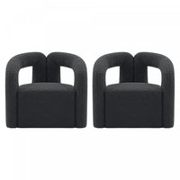 Darian Modern Boucle Lounge Chair in Black - Set of 2