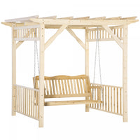 Outsunny Patio Swing Chair With Pergola, 2-person Wooden Gazebo Swing Bench Sun Shelter For Garden,