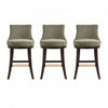 Lucia Modern Chenille Wood Upholstered Barstool in Leaf Green - Set of 3