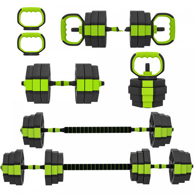 Soozier 6-in-1 Adjustable Dumbbell Set, 66lbs Free Weights Set, Green
