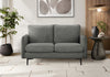 Upholstered Love Seat, 58" L, Dark Grey Fabric, Black Metal Legs Loveseat | Causeuse Rembourre, 58" L, Tissu Gris Fonce, Pieds En Metal Noir