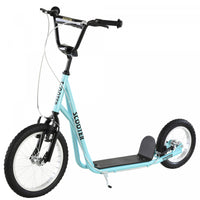 Aosom Youth Kick Scooter With Adjustable Handlebar And 16'' Inflatable Rubber Wheel For Kids And Tee
