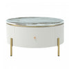 Nelson 31.5\" Modern Round Coffee Table With 2 Storage Drawers, Off White