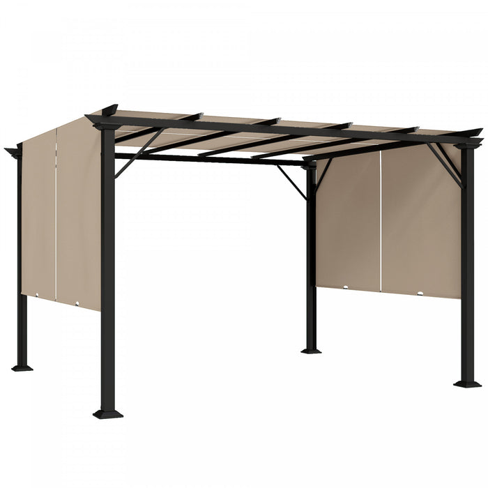 Outsunny 10' x 12' Retractable Pergola Canopy, Light Brown