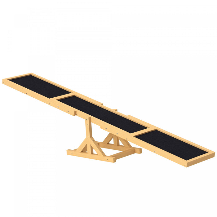 Pawhut Wood Pet Seesaw Platform Dog Agility Training Equipment Run Game Toy Weather Resistant Pet Supplies Yellow