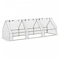 Outsunny 9' X 3' X 3' Portable Tunnel Greenhouse Outdoor Garden Mini With Large Zipper Doors & Water