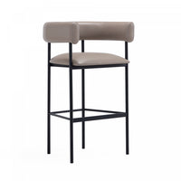 Onda Contemporary Vegan Leather Metal Upholstered Barstool in Taupe 