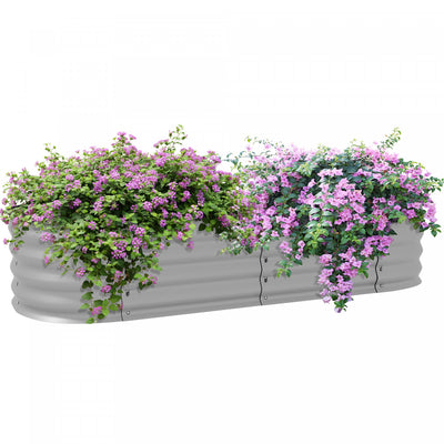 Outsunny 4.9' X 2' X 1' Galvanized Raised Garden Bed Kit, Metal Elevated Planter Box With Safety Edg|Outsunny Kit De Jardiniere Surelevee Galvanisee De 4,9' X 2' X 1', Jardiniere Surelevee En Metal Ave