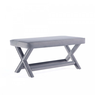 Abigail Mid-Century Modern Upholstered Velvet Accent Bench in Gray | Banc d’appoint Abigail style milieu du siecle moderne en velours gris