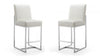 Element Modern Metal Upholstered Counter Stool in Pearl White - Set of 2