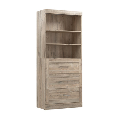 Bestar Pur 36 W Closet Organizer with Drawers - Rustic Brown|Organisateur de garde-robe Pur de Bestar de 36 po (L) avec tiroirs - brun rustique