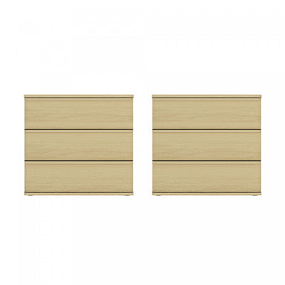Molly Modern 26" Nightstand in Natural Oak (3-Drawer) - Set of 2 | Table de nuit Molly Modern 66 cm en chene naturel (3 tiroirs) - Lot de 2