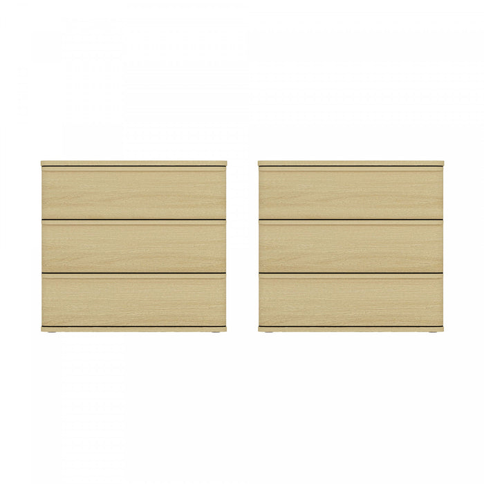 Molly Modern 26\" Nightstand in Natural Oak (3-Drawer) - Set of 2