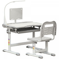 Qaba Kids Desk And Chair Set Height Adjustable Student Writing Desk Children School Study Table With