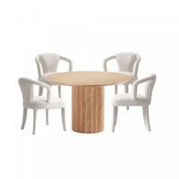Hathaway and Palmer Modern Industry Chic 5-Piece Dining Set in Silver Lining and Natural Dining Room Set 