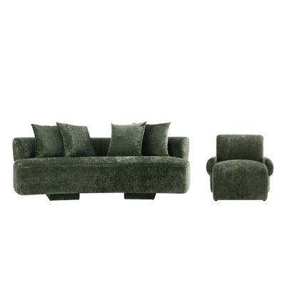 Verandah Mid-Century Modern 2-Piece Sofa Set in Olive Green | Ensemble de canape 2 pieces Verandah style mid-century modern en vert olive