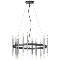 Dainolite Derry 24 Light Chandelier Matte Black/Polished Chrome Lamp