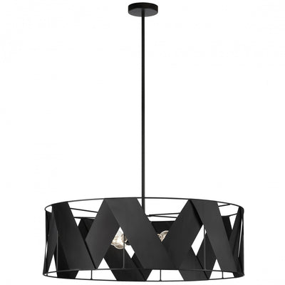 Dainolite Cardano 4 Light Chandelier Open Matte Black Black Ribbon Lamp|Lustre ouvert Cardano de Dainolite avec ruban noir, fini noir mat et 4 ampoules