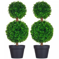 HOMCOM Artificial Boxwood Topiary Tree Set of 2, Faux Boxwood Topiary Trees