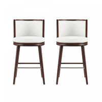 Evalyn Modern Wood Upholstered Barstool in White - Set of 2 