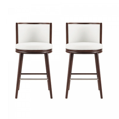 Evalyn Modern Wood Upholstered Barstool in White - Set of 2 | Tabouret de bar moderne en bois et tissu Evalyn, blanc - Lot de 2
