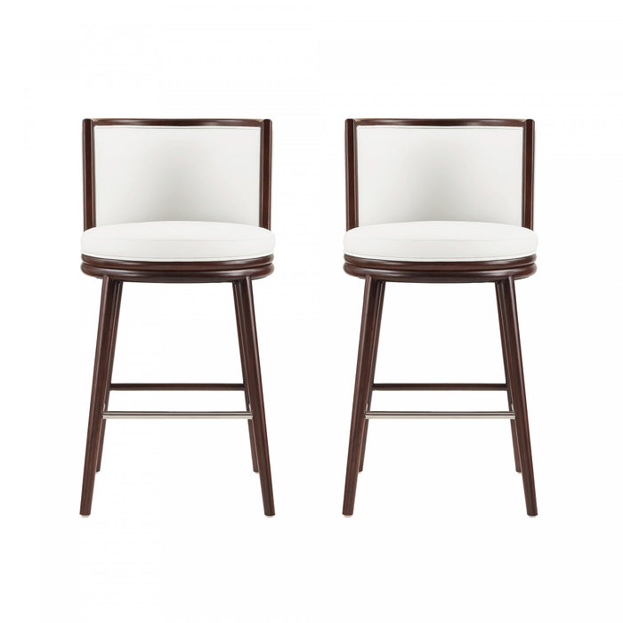 Evalyn Modern Wood Upholstered Barstool in White - Set of 2