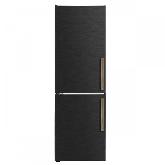 Forno Custodia 24\" Bottom Freezer, 10.3 cu.ft., Left Swing, Ice Maker, Black - FFFFD1766-24BLK-LS Refrigerator