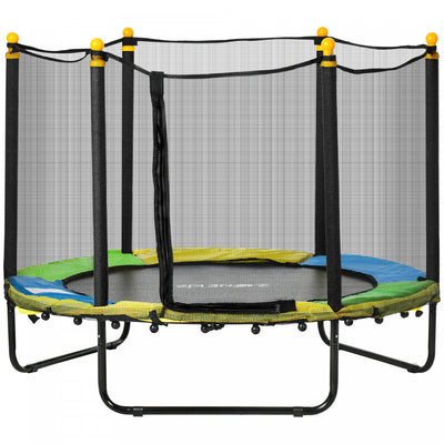 Qaba 55" Trampoline for Kids, 44.5"H Indoor Outdoor Toddler Trampoline with Safety Enclosure Net, Baby Recreational Play for Boys and Girls, Ages 3-10, Black